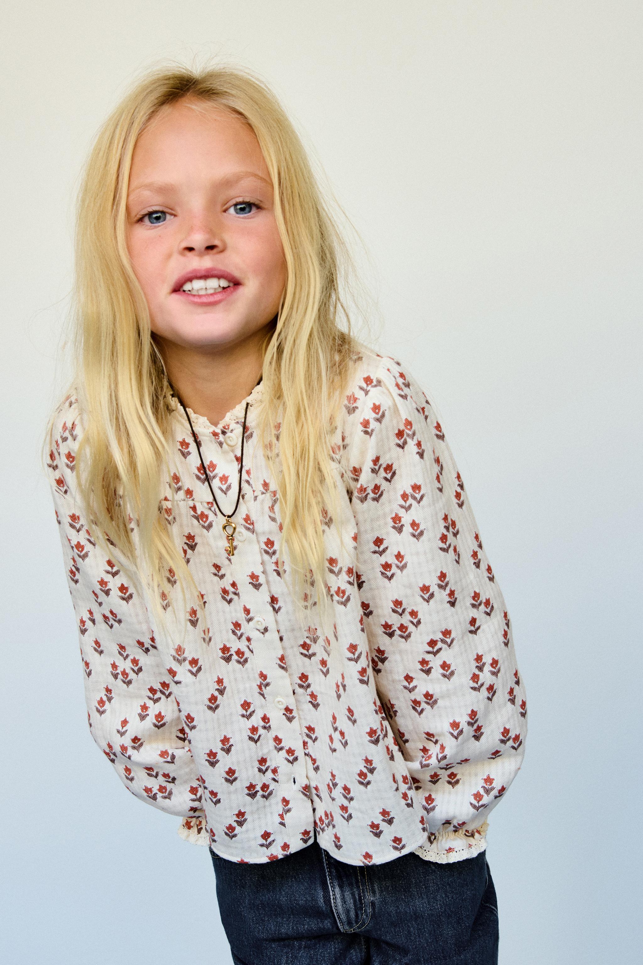 LACE TRIM FLORAL SHIRT